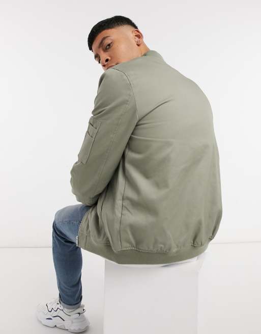 ASOS DESIGN lightweight bomber jacket in green