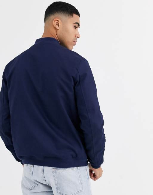 Asos navy 2025 bomber jacket