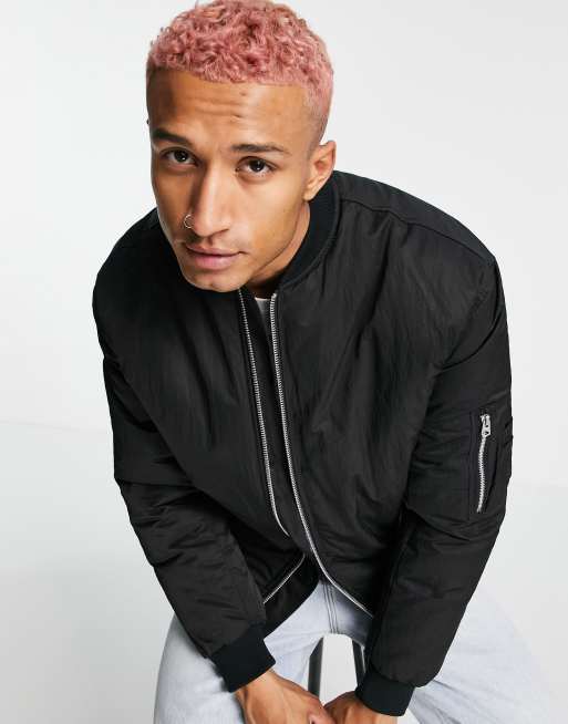 ASOS DESIGN - ma1 - Bomberjack in zwart