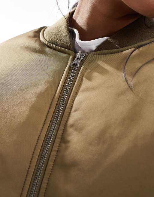 ASOS DESIGN MA1 clean bomber jacket in khaki, 3 of 4