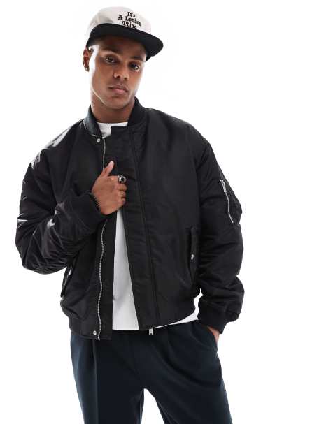ASOS DESIGN - MA1 - Oversized bomber-jakke i sort - view 1