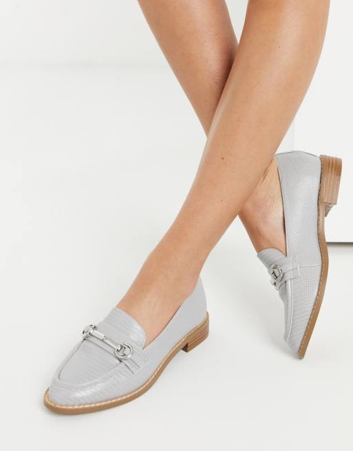 ASOS DESIGN Mabel snaffle loafers in gray | ASOS