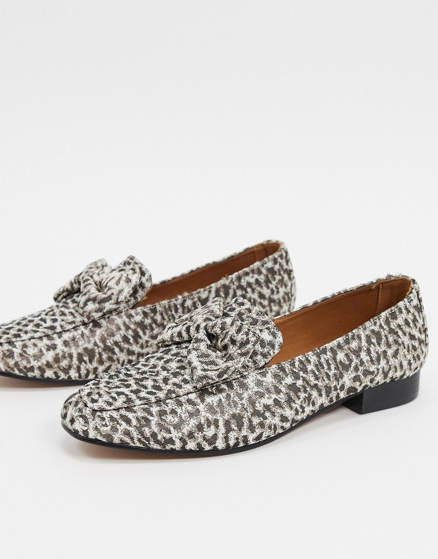 ASOS DESIGN Mable bow loafers in leopard print-Multi