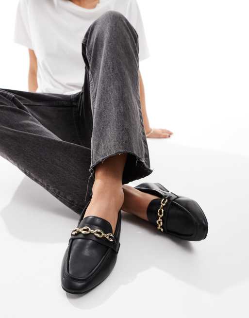 ASOS DESIGN Macaroon chain loafer in Black | ASOS