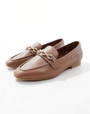 ASOS DESIGN Macaroon chain loafer in Tan-Brown