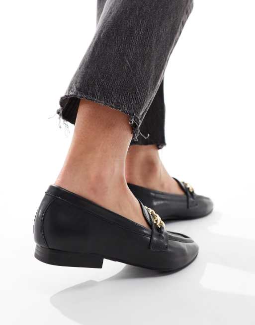 ASOS DESIGN - Macaroon - Mocassins pointure large à chaîne - Noir, 3 de 4