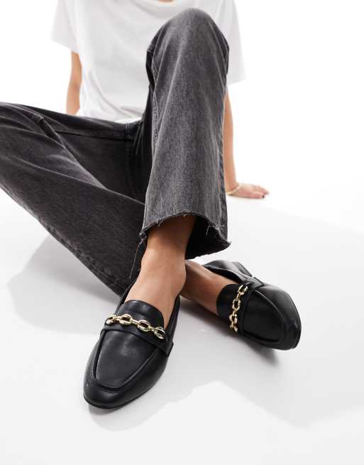 ASOS DESIGN - Macaroon - Mocassins pointure large à chaîne - Noir, 4 de 4
