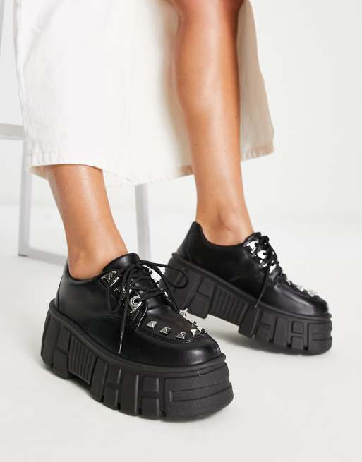 ASOS Lace Up Flat Ankle Boots in Black