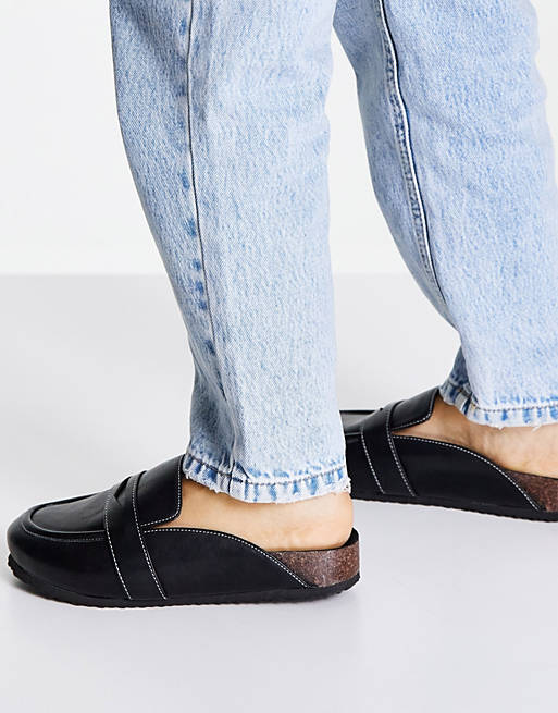 Women Flat Shoes/Mack loafer flat mules in black 