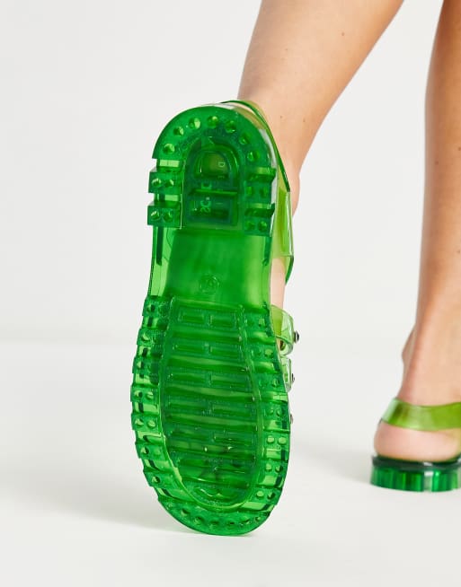 ASOS DESIGN - Mackenzie - Sandali bassi da pescatore in gomma verde con gemme, 3 di 4