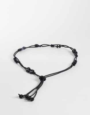 Asos Design Macrame Beaded Waist And Hip Belt In Neutral