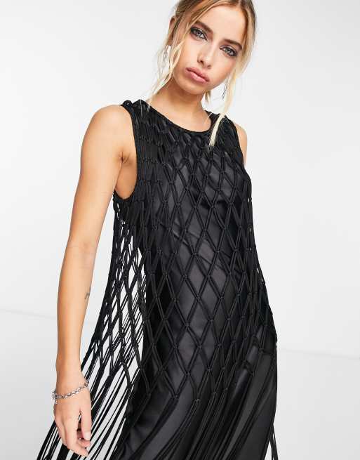 macrame dress black Midnight Elegance Macrame Dress – wowswings main image 1