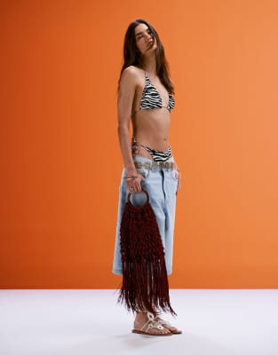 Asos Design Macrame Grab Bag With Resin Handle