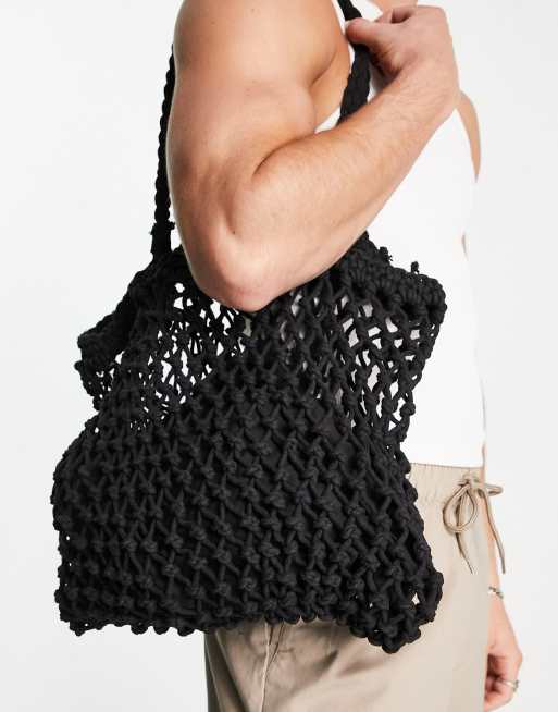 Black store macrame bag