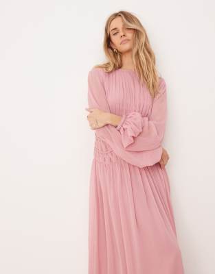 ASOS DESIGN macrame waisted detail maxi dress in dusky pink
