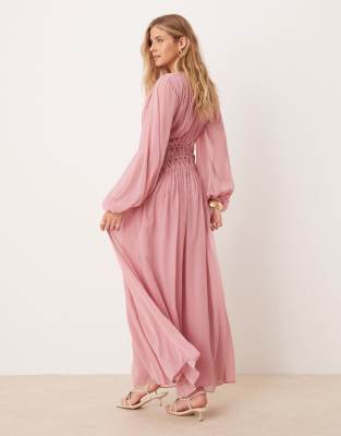 ASOS DESIGN macrame waisted detail maxi dress in dusky pink