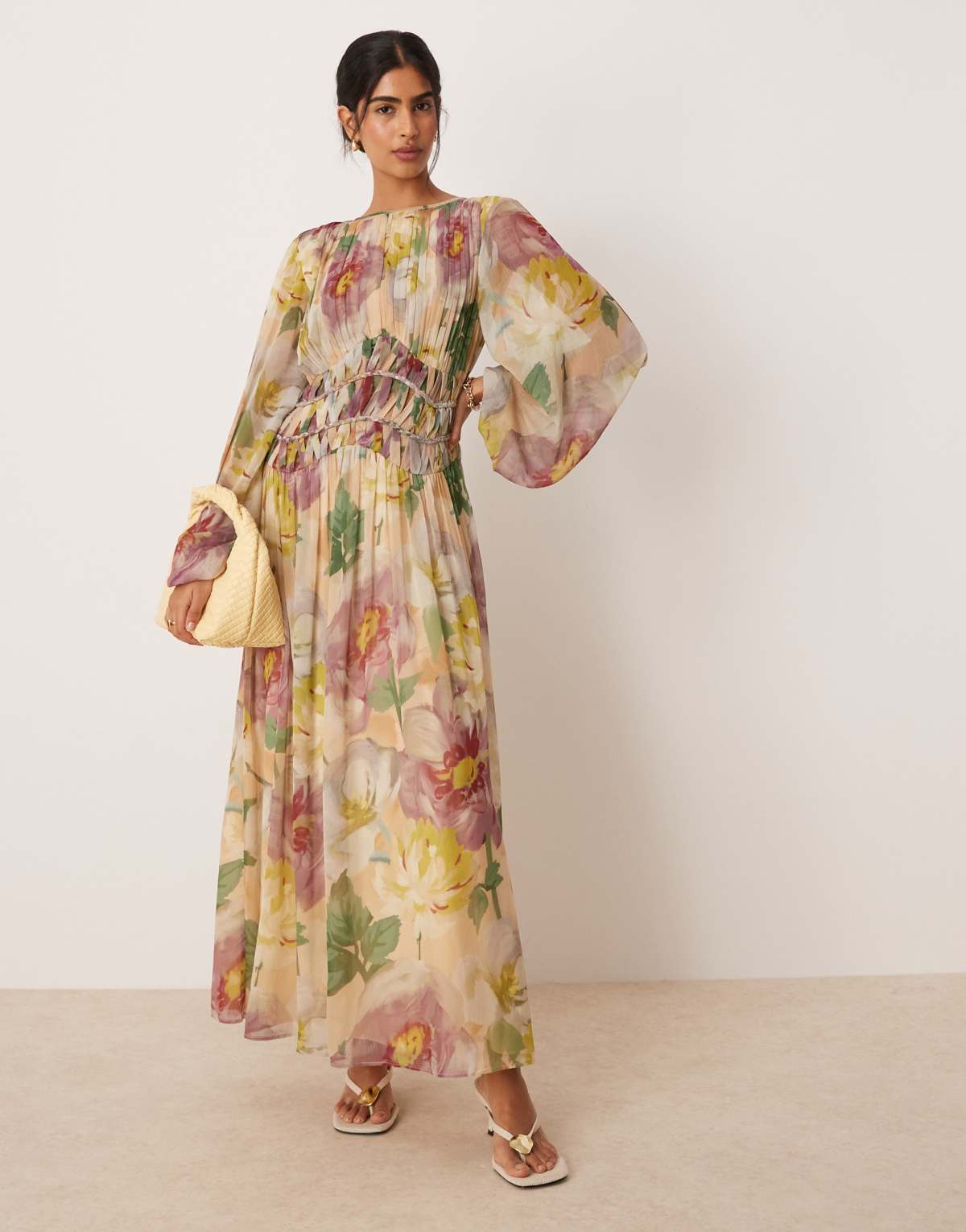 ASOS DESIGN macrame waisted maxi dress in floral print