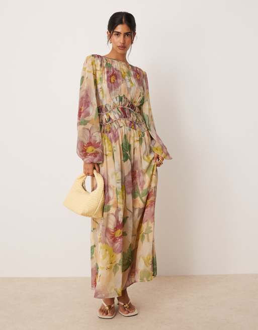 ASOS DESIGN macrame waisted maxi dress in floral print