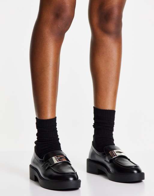 asos design mulled chunky loafers in black