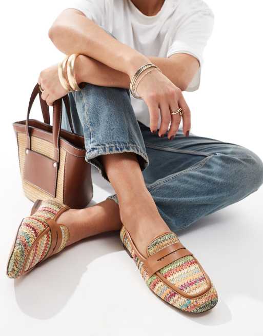 ASOS DESIGN - Maddox - Mocassins fins en raphia - Multicolore