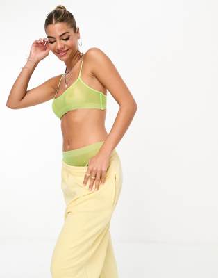 ASOS DESIGN Maddy clean mesh soft bra in bright lime