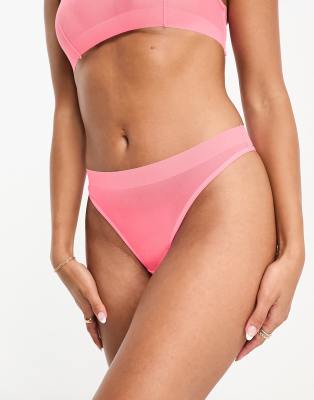 ASOS DESIGN - Maddy - Mikro-Tanga aus glattem Netzstoff in Neonrosa