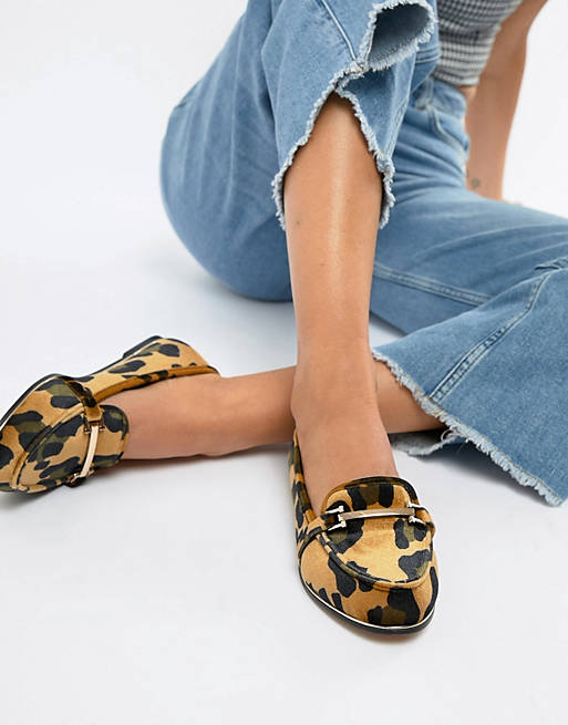 Zapatos Flats Zapatos sin cordones Asos Zapatos sin cordones estampado de leopardo look casual 