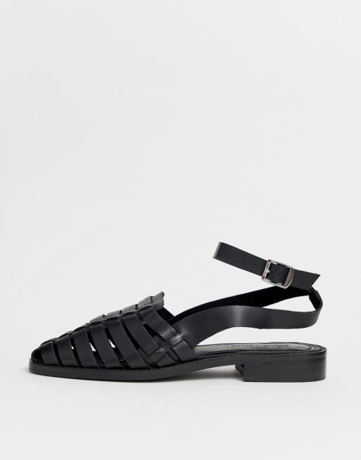 ASOS MONUMENT Leather Woven Flat Shoes