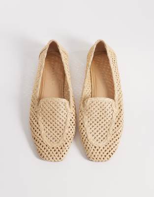 ASOS DESIGN - Maestro - Mocassins avec détails en raphia - Naturel-Neutre