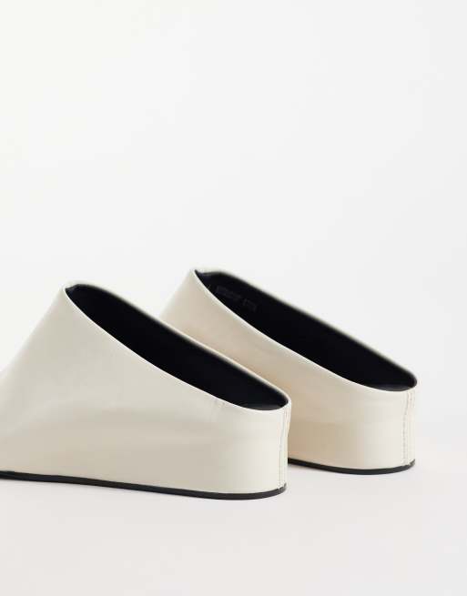 ASOS DESIGN Maeve mules en cuir à talon compensé caché blanc cassé, 3 de 4