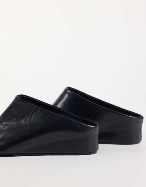 ASOS DESIGN Maeve premium lädermules med dold kilklack i svart, 2 av 4