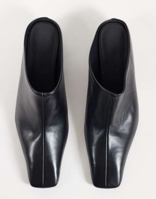 ASOS DESIGN Maeve premium lädermules med dold kilklack i svart, 4 av 4