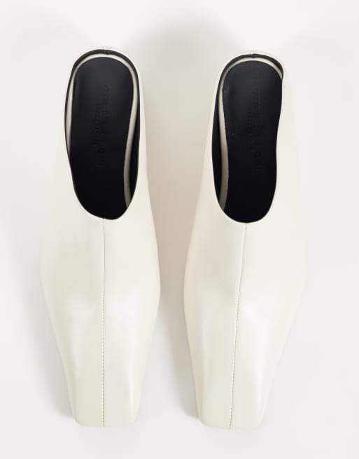 ASOS DESIGN Maeve premium leren mules met verborgen sleehak in gebroken wit, 2 van 4