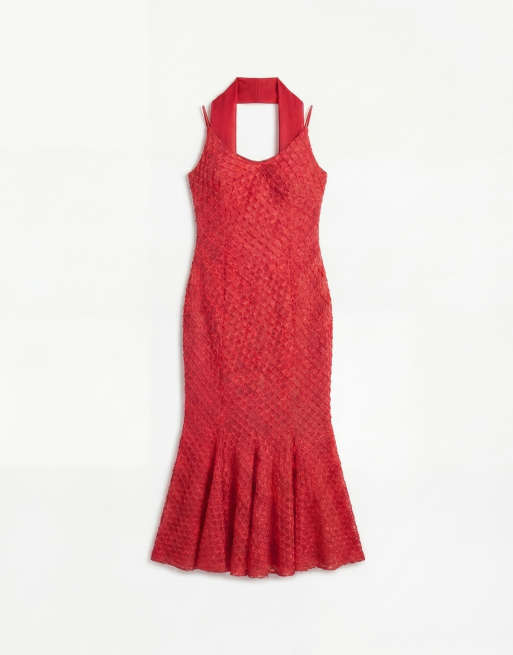 ASOS DESIGN - Magentarød asymmetrisk cami-kjole med dyb udskæring og kiler samt tørklædedetalje, 5 af 8