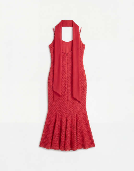 ASOS DESIGN - Magentarød asymmetrisk cami-kjole med dyb udskæring og kiler samt tørklædedetalje, 6 af 8