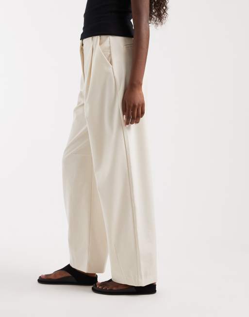 ASOS DESIGN maßgeschneiderte Barrel-Hose in Wollweiß, 2 von 5