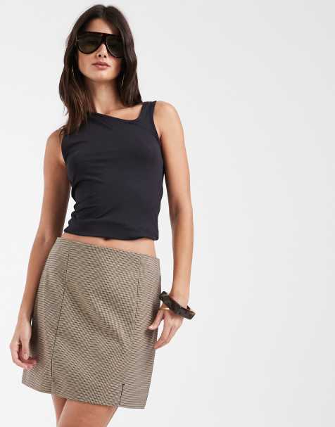 ASOS DESIGN maßgeschneiderter Minirock mit Schlitz und Karomuster - view 1