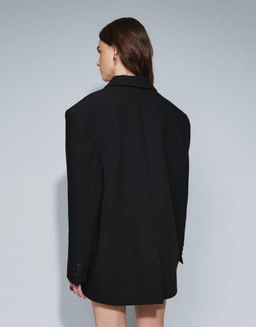 ASOS DESIGN maßgeschneiderter super Oversize-Blazer mit doppelter Knopfleiste in Schwarz, 4 von 4