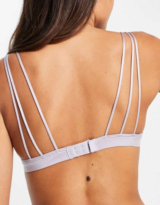 ASOS DESIGN Maggie microfiber bra with underboob & multi straps in dusky  lilac