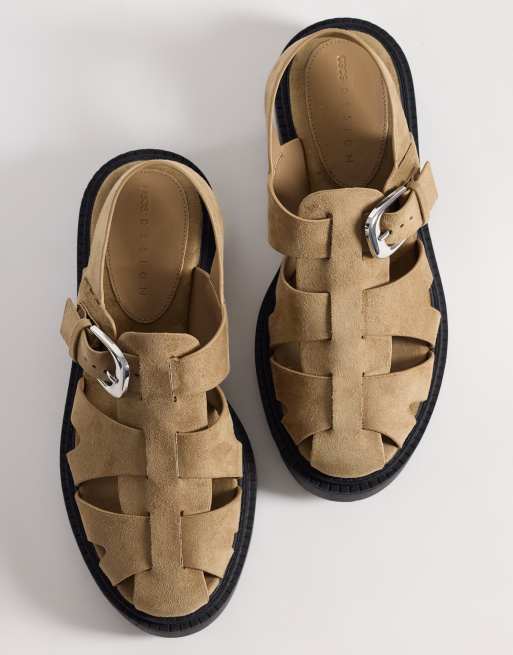 ASOS DESIGN Magic chunky fisherman shoes in sand suedette, 2 of 4