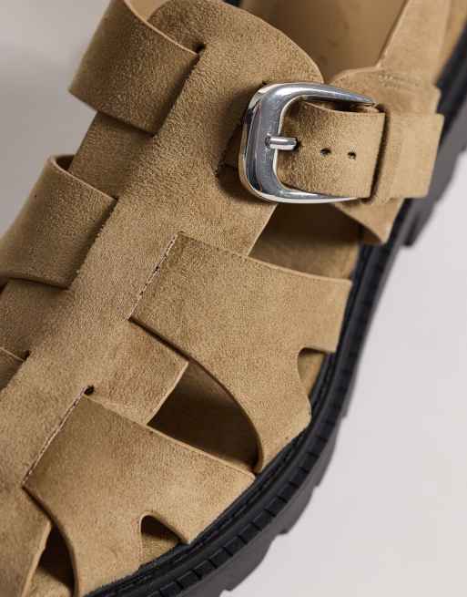 ASOS DESIGN Magic chunky fisherman shoes in sand suedette, 4 of 4