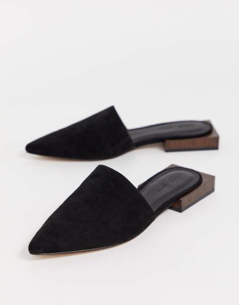 ASOS DESIGN – Magic – Schwarze Pantoletten mit flachem Absatz