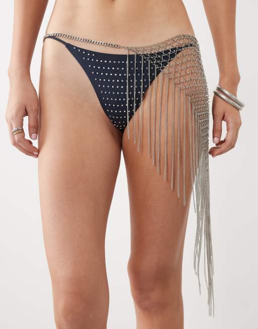 ASOS DESIGN magkedja med fransar i silverton, 3 av 4