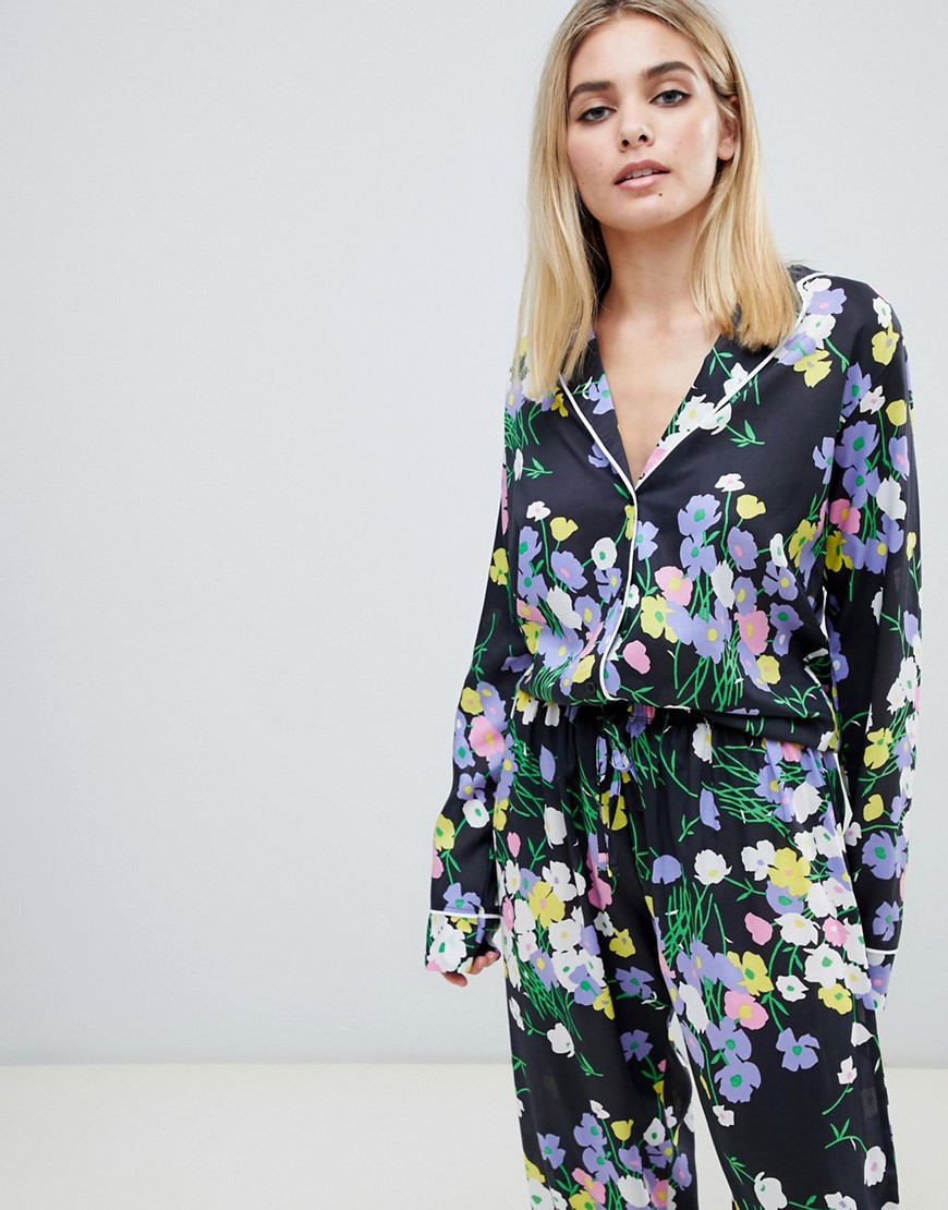 ASOS DESIGN - Maglia del pigiama mix & match a fiori in 100% modal-Bianco