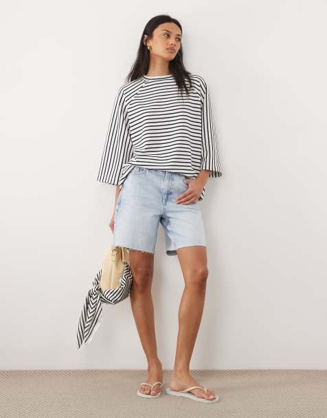 ASOS DESIGN - Maglia oversize color blu navy a righe con maniche raglan - view 1