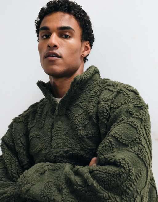 ASOS DESIGN maglia oversize con zip corta e collo alto in borg, 1 di 5