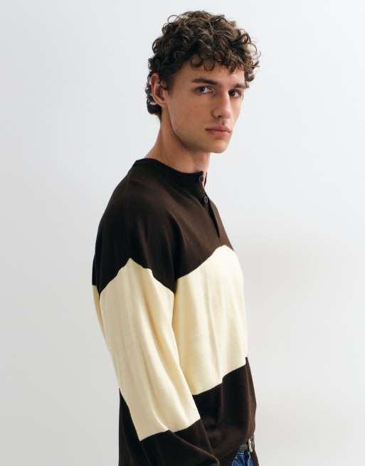 ASOS DESIGN maglia oversize serafino marrone, 4 di 9