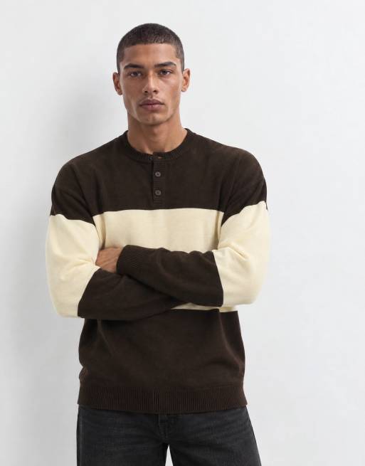 ASOS DESIGN maglia oversize serafino marrone, 6 di 9