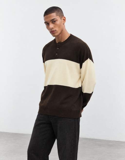 ASOS DESIGN maglia oversize serafino marrone, 9 di 9