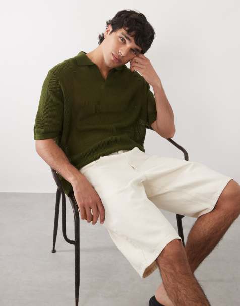 ASOS DESIGN - Maglia oversize verde scuro con scollo con intaglio aperto - view 1
